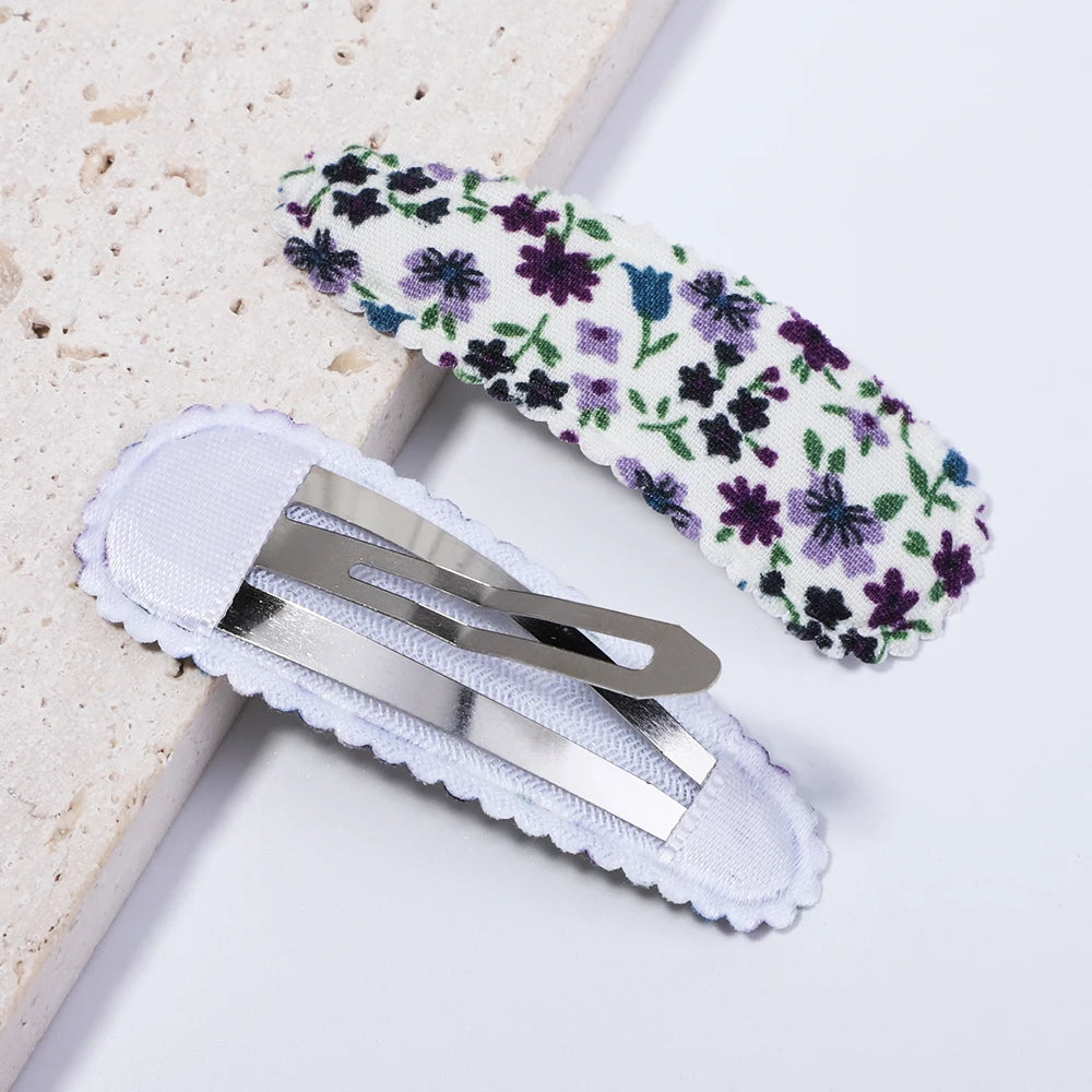 Lot de 10 barrettes à cheveux en forme de goutte d'eau, 5,6 cm, avec broderie imprimée, pour filles mignonnes, épingles à cheveux, couvre-chefs, accessoires pour cheveux pour enfants