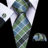 Fashion Luxury Green Silk Tie For Men Casual Formal Wedding Geometric Tie Barry.Wang NeckTies Hanky Cufflinks Set Business Gift