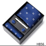 2023 New Style Wedding Gift Tie Pocket Squares Set Necktie Box Men Solid Black Suit Accessories Fit Wedding