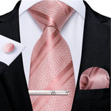 Ensemble cravate homme en soie à rayures roses, motif floral, motif cachemire uni, 8 cm, mouchoir, boutons de manchette, accessoires de mariage, de bal, cravate