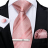 Ensemble cravate homme en soie à rayures roses, motif floral, motif cachemire uni, 8 cm, mouchoir, boutons de manchette, accessoires de mariage, de bal, cravate
