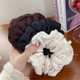 Newest Korean Woman Large Cream Puff Elastics Hair Band Solid Color Scrunchies Hair Ties Ladies Ponytail Hold Hair Accessories
