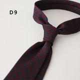 Cravate en polyester jacquard 8 cm, style décontracté, rouge et marron, pour homme, accessoire de costume, de fête, de mariage ou de banquet