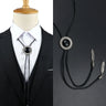 Vintage Bolo Tie Shirt Chain Cowboy Jazz Alloy Men Women Leather Rope Long Necklace Imitation Obsidian Sweater Chain Men Accesso