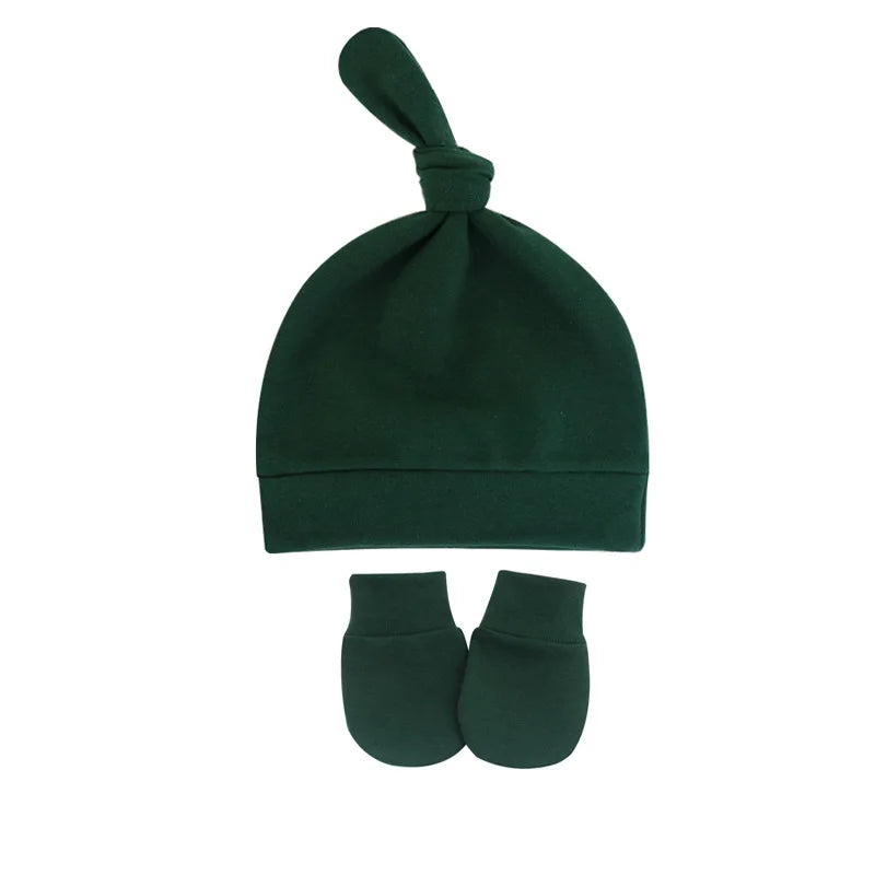 Bonnet pour nouveau-né avec gants, bonnet chaud en coton pour enfants, accessoires pour enfants, bonnet de nuit pour bébés de 0 à 6 mois, automne et hiver