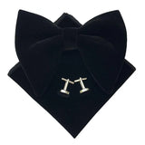 Big Bow Tie Set Velvet Bowknot For Men Pocket Square Cufflinks Set With Big Bowties Men Women Party Wedding Accessories Cravatas