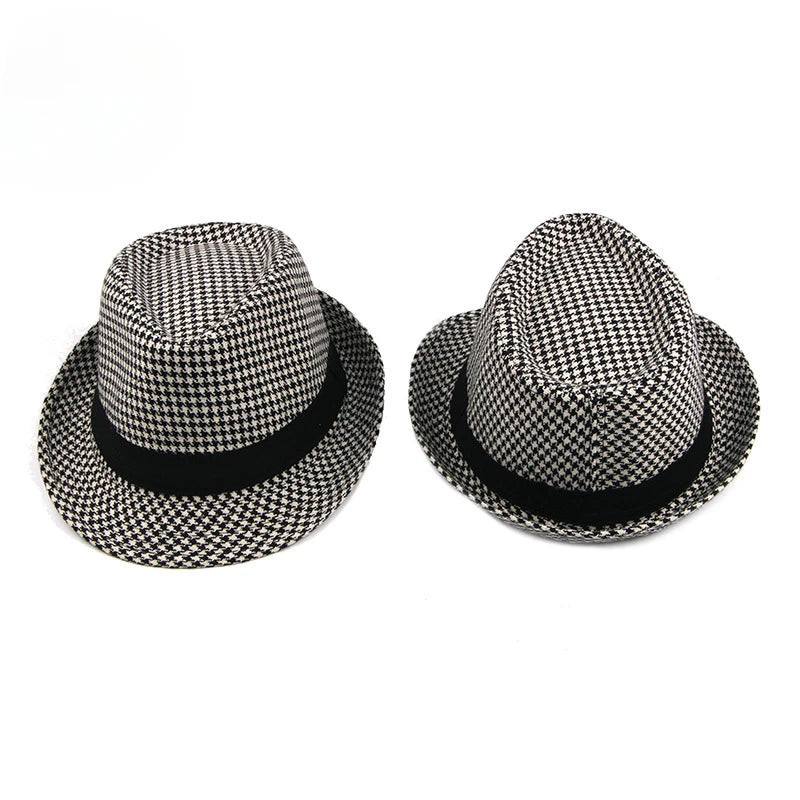 Spring Summer New Middle Aged Men's Top Hat Fashion Knitted Jazz Gentleman Black Chapeay Fedoras Bucket Hat Caps