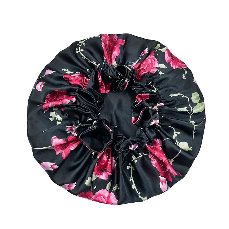 Bonnet de nuit double épaisseur en satin soyeux pour femme, grand bonnet réversible doublé de satin, couvre-chef pour la nuit, accessoires pour cheveux