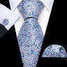 New Blue Silk Ties High Quality For Men Classic Plaid Woven Handkerchife Cufflinks Sets Groom Wedding Designer Barry.Wang 1535