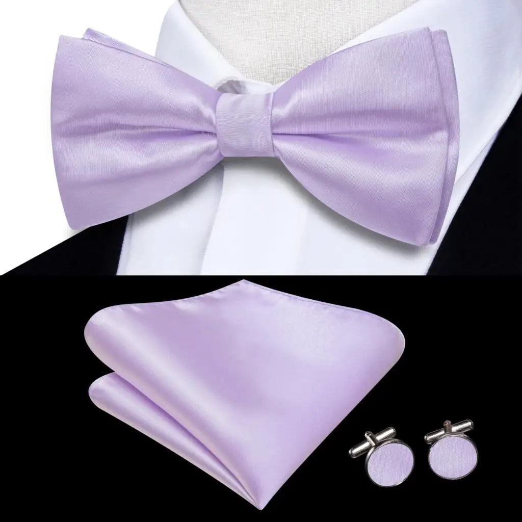 Hi-Tie Nœud papillon rayé noir et rouge pour homme, mouchoir, boutons de manchette, en soie pré-nouée, pour soirée d'affaires masculine, vente en gros