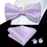 Hi-Tie Nœud papillon rayé noir et rouge pour homme, mouchoir, boutons de manchette, en soie pré-nouée, pour soirée d'affaires masculine, vente en gros