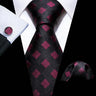 Barry.Wang Ensemble cravate et boutons de manchette en soie pour homme, motif jacquard, rouge, bordeaux, rose, pour mariage, affaires, fête