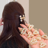 Lot de 6, 8 ou 10 petites pinces à cheveux géométriques en métal avec perles et strass pour femmes et filles
