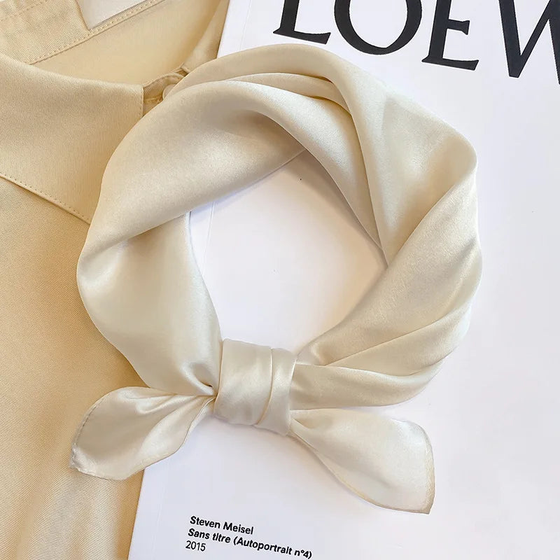 Foulard 100 % pure soie pour femme, foulard uni, bandana, petit hijab, 53 x 53 cm, luxueux