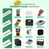 Ruban laminé 12 mm compatible avec les étiqueteuses Brother Ptouch PTH110, PTD600, D200, PTP710BT et E1000PRO (TZE231, TZE131, TZE631)