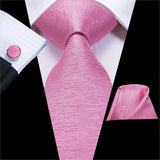 Hi-Tie Cravate de mariage en soie pour homme, motif cachemire, couleur unie, rose, corail, design tendance, qualité, mouchoir, bouton de manchette, fête d'affaires