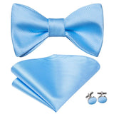 Hi-Tie Ensemble nœud papillon en soie pour homme, mouchoir et boutons de manchette, bleu, rouge, or, noir, blanc, jacquard, nœud papillon, mariage, affaires