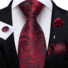 4Pcs Pink Paisley Folral Men Tie Pocket Square Cufflinks Brooch Pin for Wedding Party Groom Accessories 8cm Necktie Gift