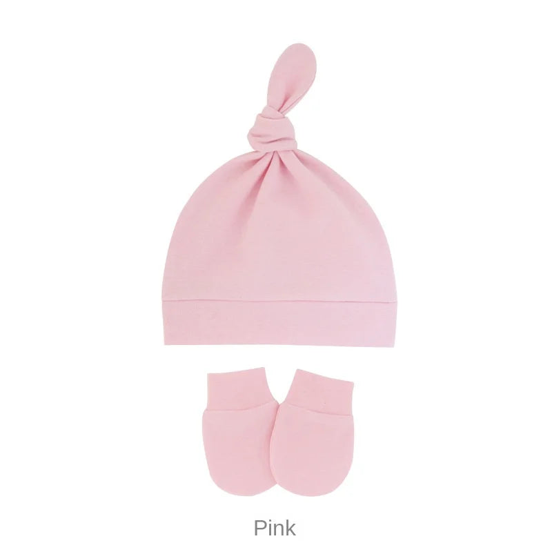 Bonnet pour nouveau-né avec gants, bonnet chaud en coton pour enfants, accessoires pour enfants, bonnet de nuit pour bébés de 0 à 6 mois, automne et hiver