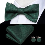 Hi-Tie Ensemble nœud papillon en soie pour homme, mouchoir et boutons de manchette, bleu, rouge, or, noir, blanc, jacquard, nœud papillon, mariage, affaires