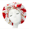Bonnet en satin doux et soyeux pour femme, grand bonnet de nuit avec long ruban de satin, bandeau large et réglable