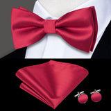 Hi-Tie Marque Soie Pré-noué Homme Nœud Papillon Mouchoir Boutons de Manchette Ensemble Nœud Papillon pour Homme Jacquard Solide Cachemire Floral Mariage Cadeau d'Affaires
