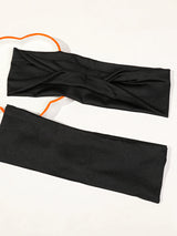 4Pcs Black Twist Knotted HeadBands Boho Stretchy Hair Band Non Slip for Girl Turban Plain Headwrap Yoga Workout Hair Accessories
