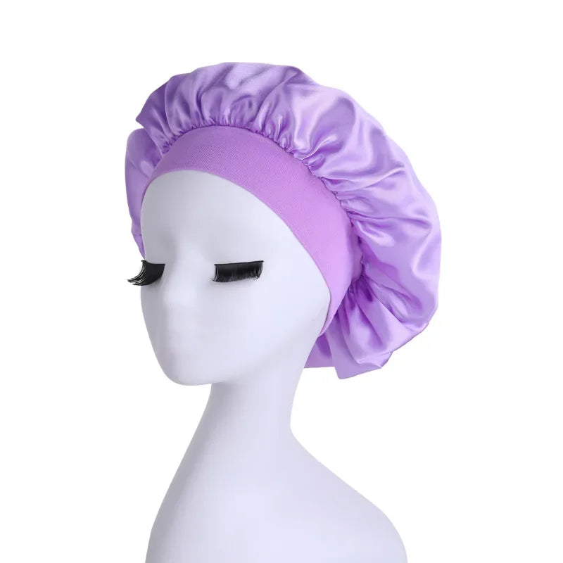 Women's Satin Solid Wide-brimmed Sleeping Hat Night Sleep Cap Hair Care Bonnet Nightcap For Women Men Unisex Cap bonnet de nuit