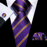 Cravate de luxe pour homme, ensemble de boutons de manchette et mouchoir en soie à rayures rouges, style business, Barry.Wang, accessoire tendance pour mariage, fête, décontracté