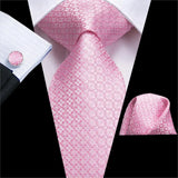 Hi-Tie Cravate de mariage en soie pour homme, motif cachemire, couleur unie, rose, corail, design tendance, qualité, mouchoir, bouton de manchette, fête d'affaires