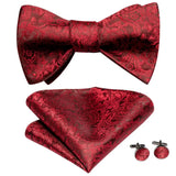 Hi-Tie Ensemble nœud papillon en soie pour homme, mouchoir et boutons de manchette, bleu, rouge, or, noir, blanc, jacquard, nœud papillon, mariage, affaires