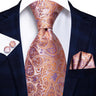 Hi-Tie 100% soie classique pour homme, cravate de mariage corail rose rouge pêche, pochette carrée, boutons de manchette, ensemble de cravates roses pour hommes, cravates cachemire unies