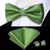 Hi-Tie Jacquard Silk Nœud papillon pour homme, ensemble de boutons de manchette et mouchoir, nœud papillon pré-noué, noir, blanc, gris, bleu, rouge, vert, rose, violet