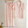 Fashion Print Flower 2PCS Pajamas Set Women Sleepwear Spring Summer Trouser Suits Lounge Wear Loose Satin Homewear Pijamas Suit