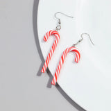 1 Pair Candy Cane Earrings Ladies Girls Christmas Ornaments Accessories Jewelry Gifts