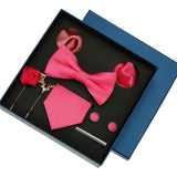 Coffret cadeau pour homme et femme, pochette, cravate, boutons de manchette, broche, couleur unie, pour mariage, affaires, vente en gros