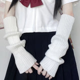 Y2K Fingerlose Fäustlinge Damen Gestrickte Handschuhe Cosplay Anime Handschuhe Winter Armstulpen Punk Gothic Harajuku Strick Fäustlinge Armstulpen