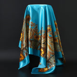 90*90cm Silk Scarf Women Print Hair Neck Square Office Ladies Shawl Bandanna Muslim Hijab Handkerchief Muffler Foulard female