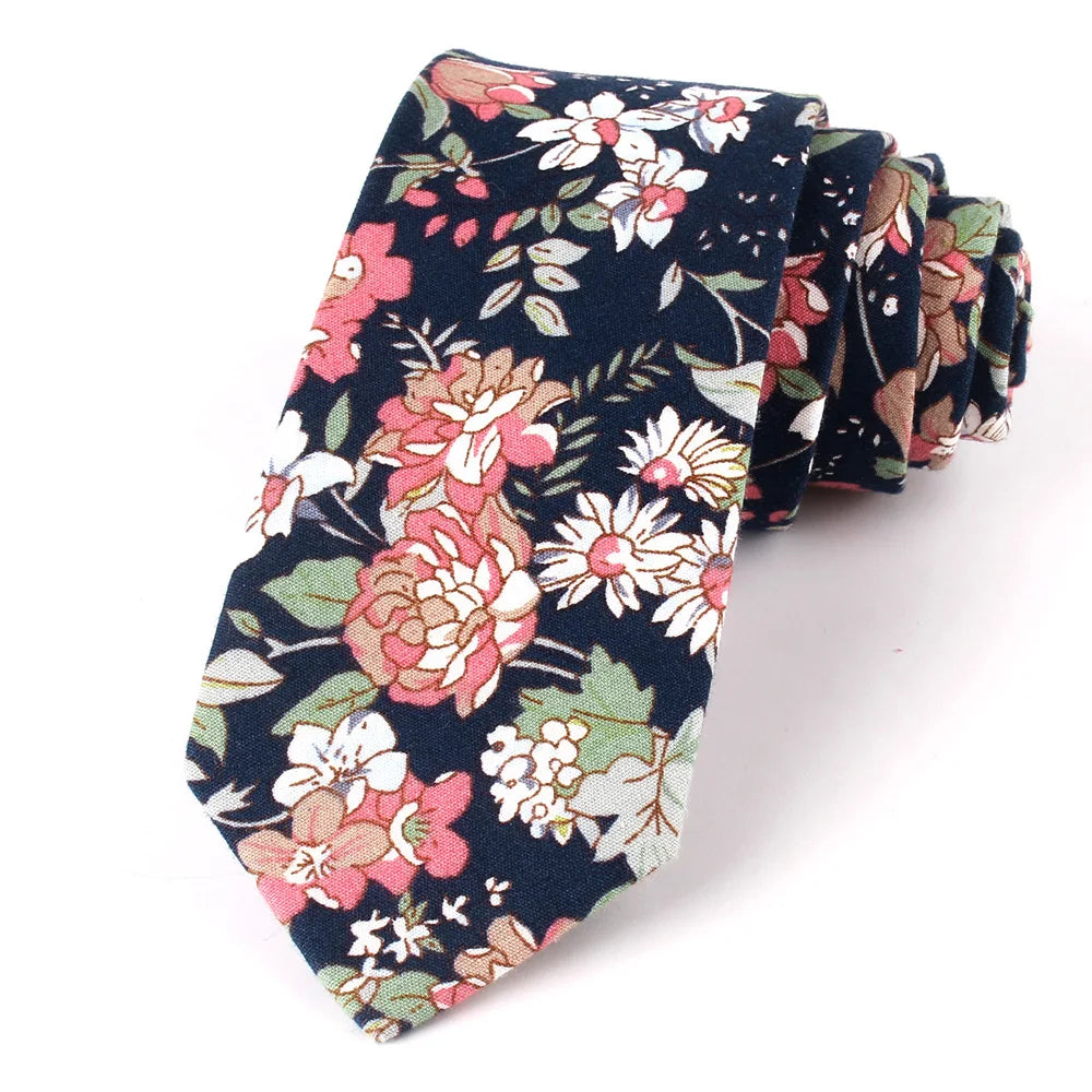 Cravates fines à imprimé floral pour hommes et femmes, en coton, pour garçons et filles, pour costumes, pour fête de mariage, cadeaux pour hommes