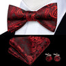 Hi-Tie Ensemble nœud papillon en soie pour homme, mouchoir et boutons de manchette, bleu, rouge, or, noir, blanc, jacquard, nœud papillon, mariage, affaires