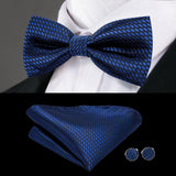 Hi-Tie Marque Soie Pré-noué Homme Nœud Papillon Mouchoir Boutons de Manchette Ensemble Nœud Papillon pour Homme Jacquard Solide Cachemire Floral Mariage Cadeau d'Affaires