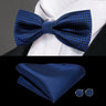 Hi-Tie Marque Soie Pré-noué Homme Nœud Papillon Mouchoir Boutons de Manchette Ensemble Nœud Papillon pour Homme Jacquard Solide Cachemire Floral Mariage Cadeau d'Affaires