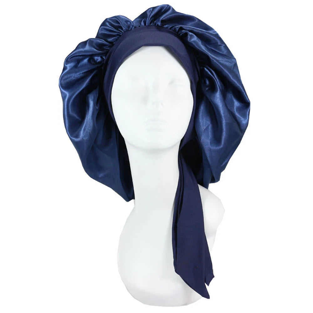 New Satin Hair Cap For Sleeping Invisible Flat Imitation Silk Round Haircare Women Headwear Ceremony Adjusting Button Night Hat