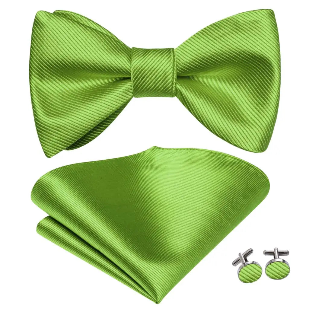 Hi-Tie Ensemble nœud papillon en soie pour homme, mouchoir et boutons de manchette, bleu, rouge, or, noir, blanc, jacquard, nœud papillon, mariage, affaires