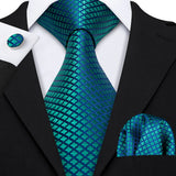 Barry.Wang Ensemble cravate et mouchoir en soie à carreaux pour homme, motif jacquard, idéal pour un mariage, un marié ou une équipe