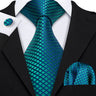 Barry.Wang Ensemble cravate et mouchoir en soie à carreaux pour homme, motif jacquard, idéal pour un mariage, un marié ou une équipe