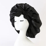 Bonnet de nuit en satin pour femme, large bande solide, extensible, avec nœud, bonnet soyeux, bonnet de nuit, soins capillaires, couvre-tête de douche
