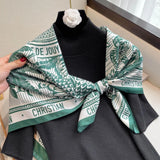 90*90cm Women Scarf Silk Feeling Hair Neck Square Brand Office bandanna muffler Waiter Flight Attendants Handkerchief Rings wrap