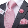 Cravate rose cachemire avec broche en soie, élégante cravate de mariage pour homme, bouton de manchette pratique, mode affaires fête, créateur de cravate haute