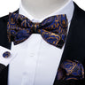 Classic Black Men Bow Ties 100% Silk Bowties Butterfly Pocket Square Cufflinks Set Suit Paisley Gold Pre-Tied Bow Tie DiBanGu